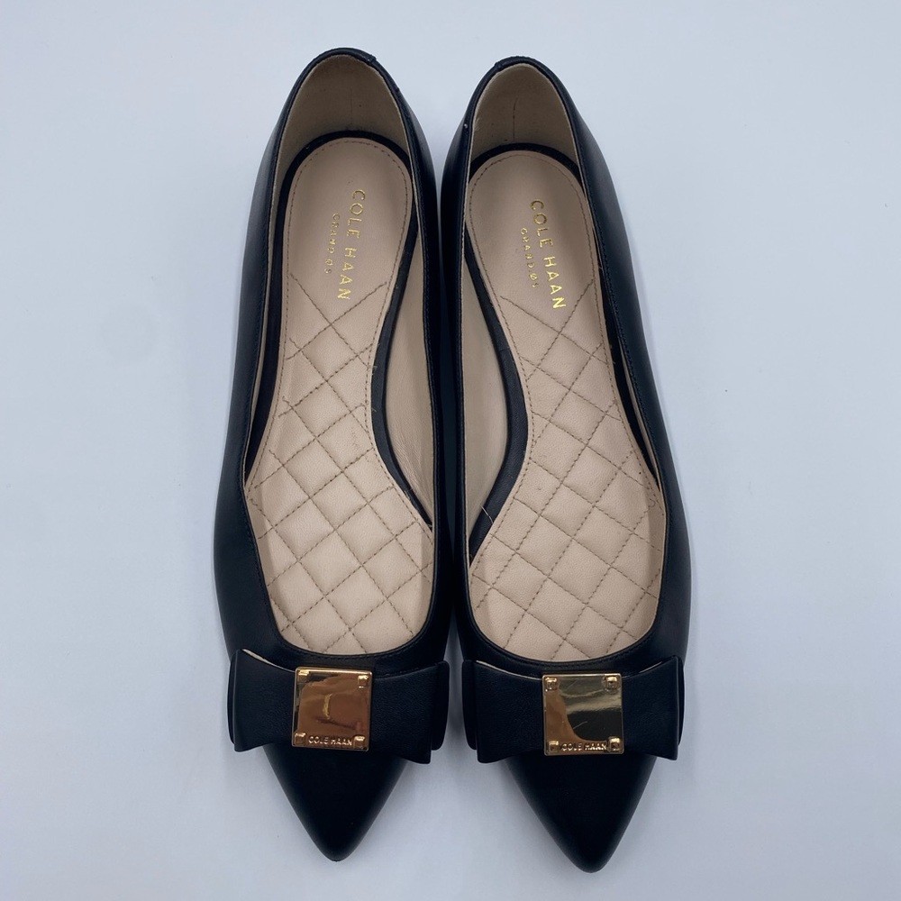 Cole Haan Black Flats with Gold Buckle - Picture 5 of 6